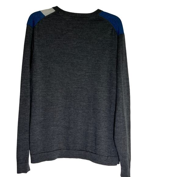 Murano Merino Wool Long Sleeve Pullover Sweater Men's Size XL Gray/Blue/Beige - Picture 2 of 6